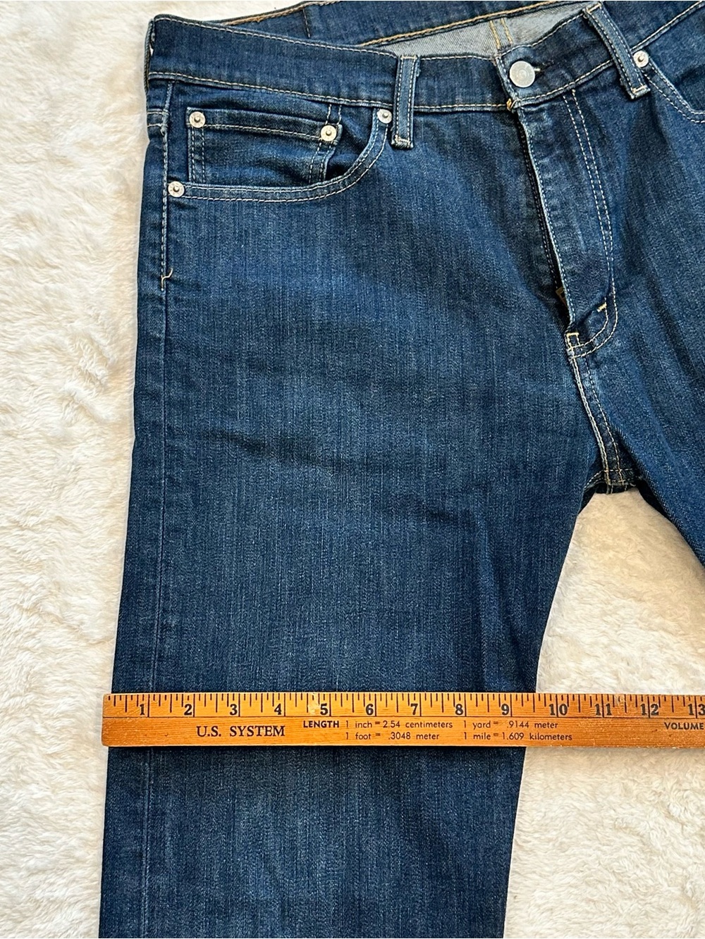 Levi's 513 Slim Straight Jeans Men's 34x33 (Tag 34x34) Dark Indigo Stretch 2014 - Picture 10 of 11